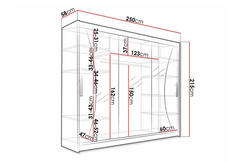 Barnekapell Glenmore 250x215 cm - Hvid - Møbler - Barnemøbler - Oppbevaring barnerom - Skap barnerom