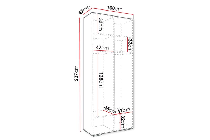 Barnekapell Greencastle 100x237 cm - Hvid - Møbler - Barnemøbler - Oppbevaring barnerom - Skap barnerom