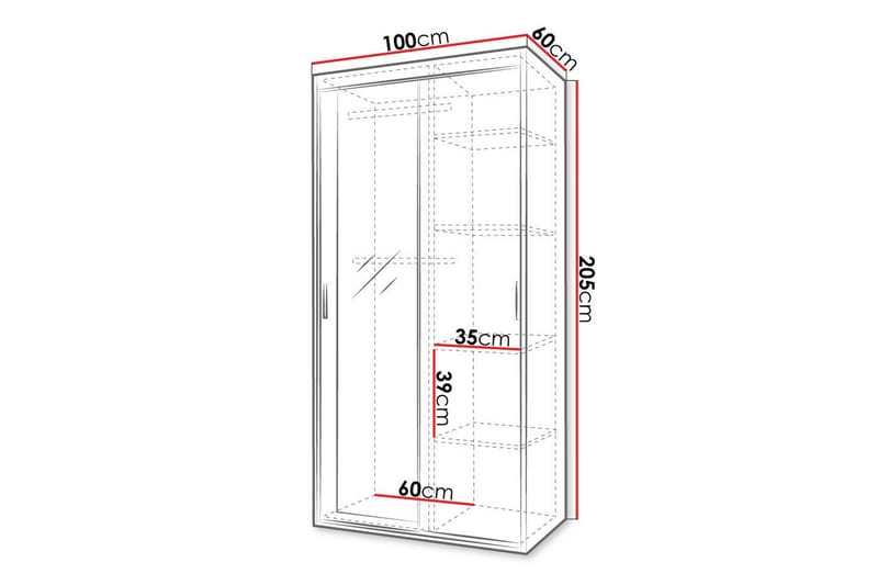 Barnekapell Midford 100x205 cm - Hvid - Møbler - Barnemøbler - Oppbevaring barnerom - Skap barnerom