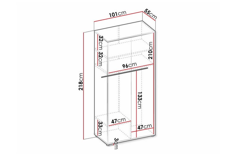 Barnekapell Rathmore 101x218 cm - Lysegrå - Møbler - Barnemøbler - Oppbevaring barnerom - Skap barnerom