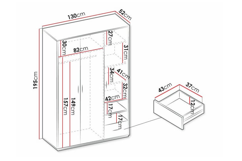 Barnekapell Rathmore 130x195 cm - Svart - Skap barnerom