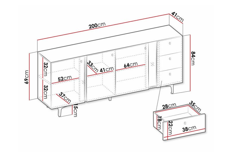 Barnekapell Rathmore 200x84 cm - Blå - Møbler - Barnemøbler - Oppbevaring barnerom - Skap barnerom