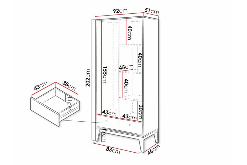 Barnekapell Rathmore 92x202 cm - Hvid - Møbler - Barnemøbler - Oppbevaring barnerom - Skap barnerom