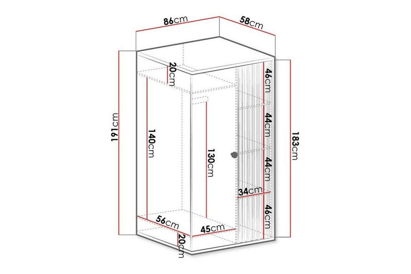 Barnekapell Rosehall 86x191 cm - Svart - Møbler - Barnemøbler - Oppbevaring barnerom - Skap barnerom