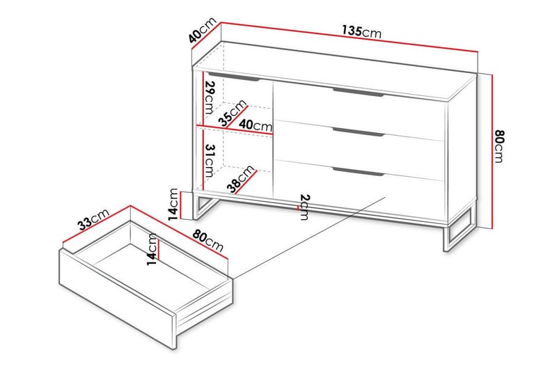 Barnekapell Staffin 135x80 cm - Hvid - Møbler - Barnemøbler - Oppbevaring barnerom - Skap barnerom