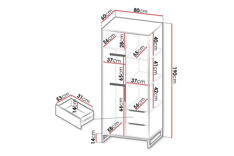 Barnekapell Staffin 80x190 cm - Hvid - Møbler - Barnemøbler - Oppbevaring barnerom - Skap barnerom