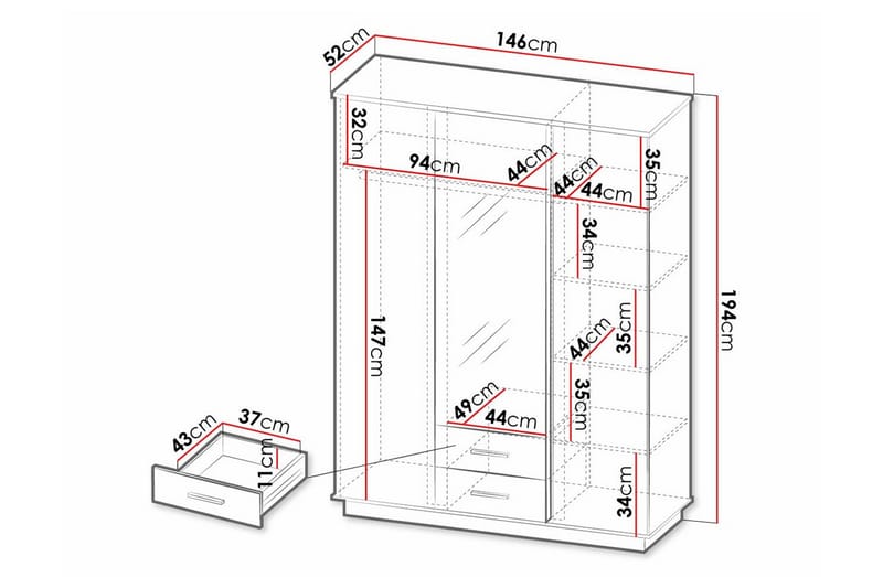 Barnekapell Strathy 146x194 cm - Svart - Møbler - Barnemøbler - Oppbevaring barnerom - Skap barnerom