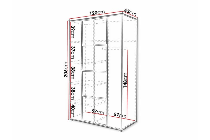 Barneklesskap Aberfelt 120x206 cm - Hvid - Møbler - Barnemøbler - Oppbevaring barnerom - Skap barnerom