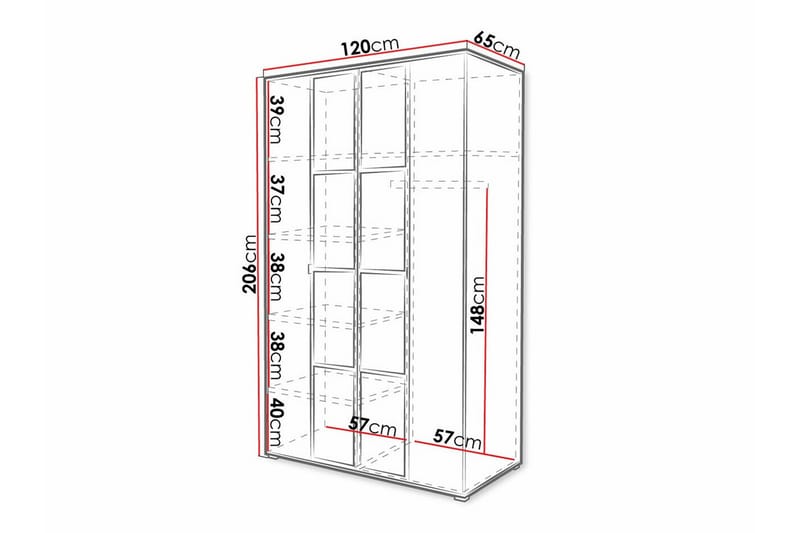 Barneklesskap Aberfelt 120x206 cm - Svart - Møbler - Barnemøbler - Oppbevaring barnerom - Skap barnerom