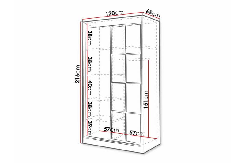 Barneklesskap Aberfelt 120x216 cm - Hvid - Møbler - Barnemøbler - Oppbevaring barnerom - Skap barnerom