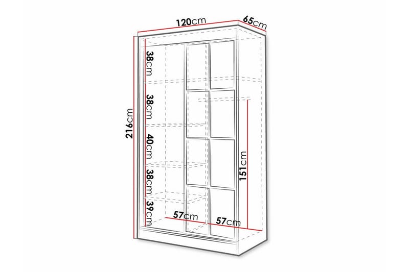 Barneklesskap Aberfelt 120x216 cm - Svart - Møbler - Barnemøbler - Oppbevaring barnerom - Skap barnerom