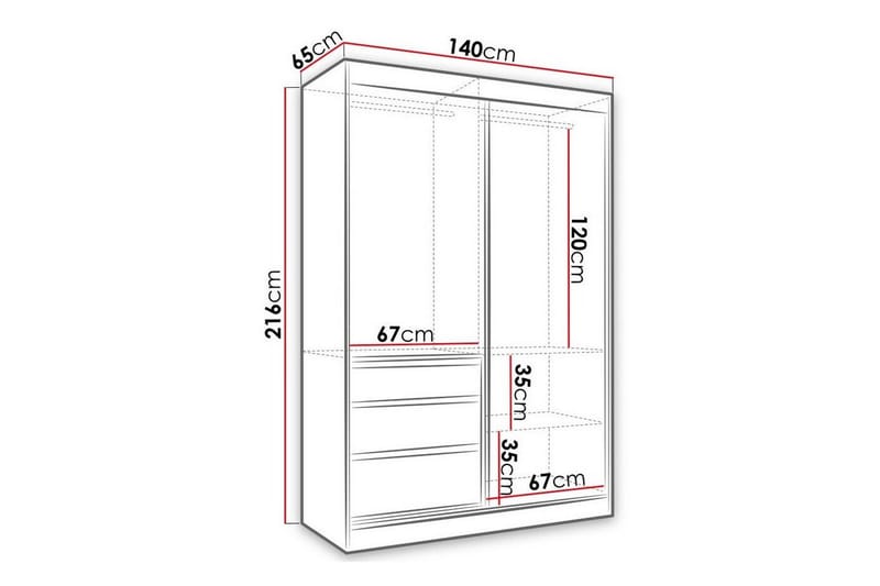 Barneklesskap Aberfelt 140x216 cm - Hvid - Skap barnerom