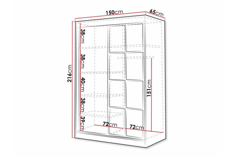 Barneklesskap Aberfelt 150x216 cm - Hvid - Møbler - Barnemøbler - Oppbevaring barnerom - Skap barnerom