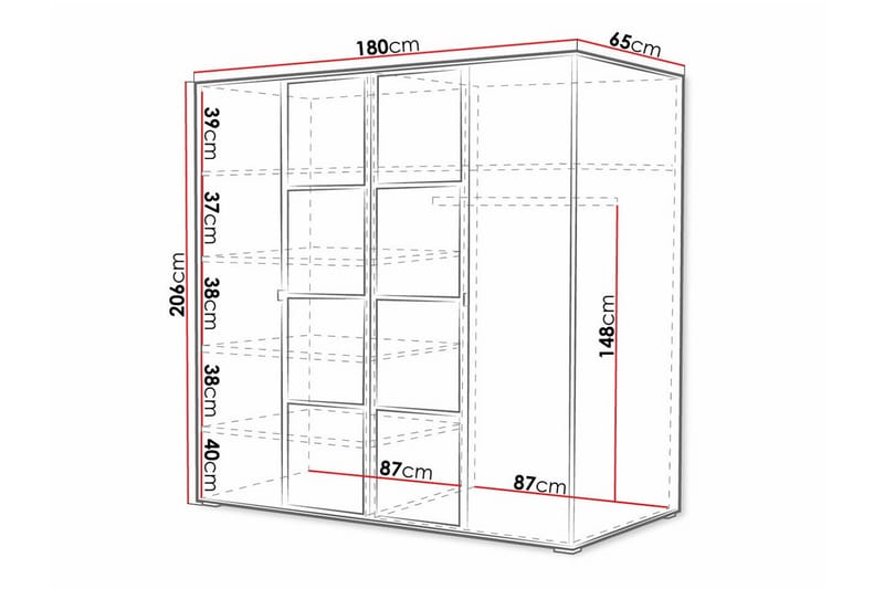 Barneklesskap Aberfelt 180x206 cm - Hvid - Møbler - Barnemøbler - Oppbevaring barnerom - Skap barnerom