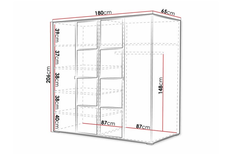 Barneklesskap Aberfelt 180x206 cm - Svart - Møbler - Barnemøbler - Oppbevaring barnerom - Skap barnerom