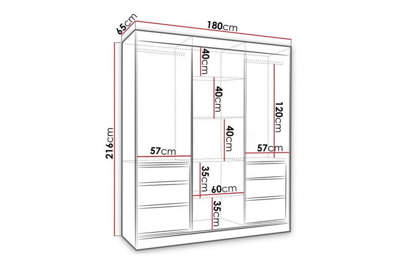 Barneklesskap Aberfelt 180x216 cm - Hvid - Møbler - Barnemøbler - Oppbevaring barnerom - Skap barnerom