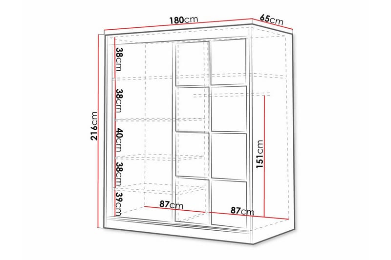 Barneklesskap Aberfelt 180x216 cm - Hvid - Møbler - Barnemøbler - Oppbevaring barnerom - Skap barnerom