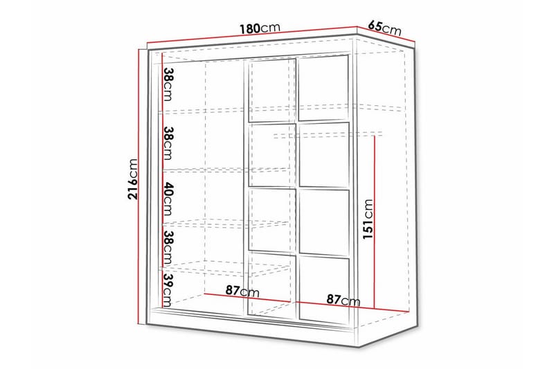 Barneklesskap Aberfelt 180x216 cm - Svart - Møbler - Barnemøbler - Oppbevaring barnerom - Skap barnerom