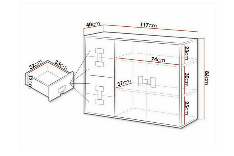 Barneklesskap Castlebay 117x86 cm - Grå høyglans - Møbler - Barnemøbler - Oppbevaring barnerom - Skap barnerom