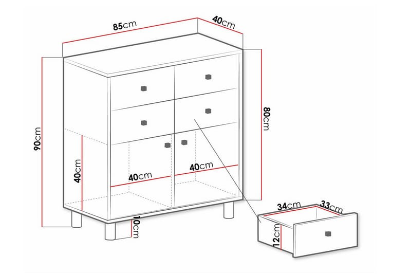 Barneklesskap Edinbane 85x90 cm - Hvid - Skap barnerom