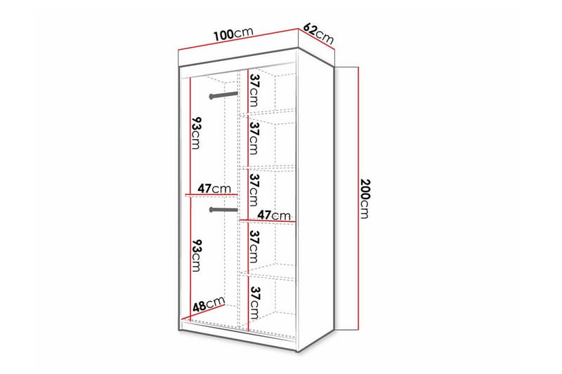 Garderobe Dunvegan 100x200 cm - Hvid - Møbler - Barnemøbler - Oppbevaring barnerom - Skap barnerom