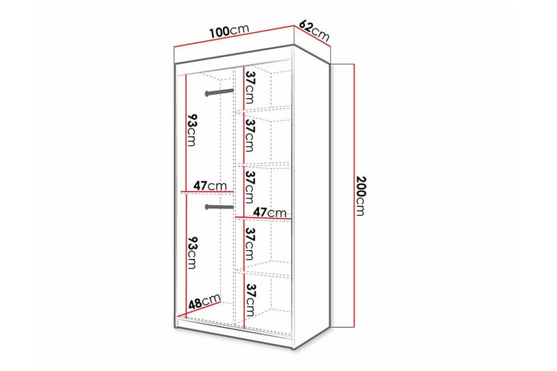 Garderobe Dunvegan 100x200 cm - Hvid - Møbler - Barnemøbler - Oppbevaring barnerom - Skap barnerom