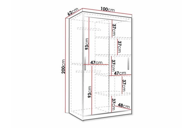 Garderobe Dunvegan 100x200 cm - Svart - Møbler - Barnemøbler - Oppbevaring barnerom - Skap barnerom