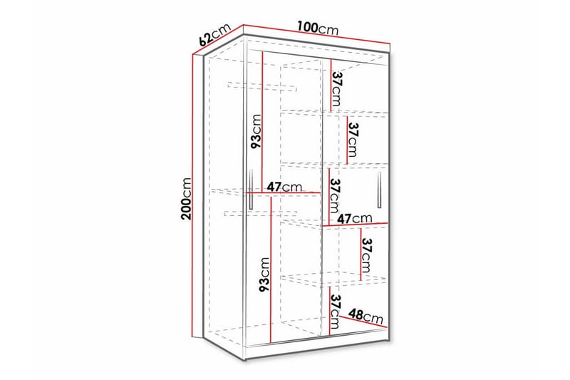 Garderobe Dunvegan 100x200 cm - Svart - Møbler - Barnemøbler - Oppbevaring barnerom - Skap barnerom