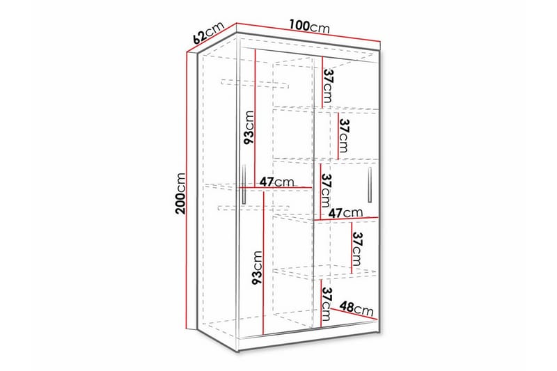 Garderobe Dunvegan 100x200 cm - Svart - Møbler - Barnemøbler - Oppbevaring barnerom - Skap barnerom