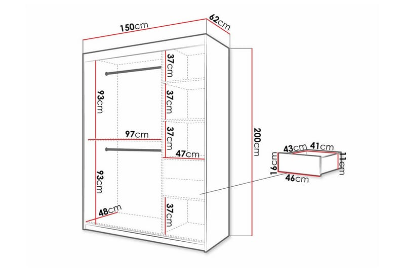 Garderobe Dunvegan 150x200 cm - Hvid - Møbler - Barnemøbler - Oppbevaring barnerom - Skap barnerom