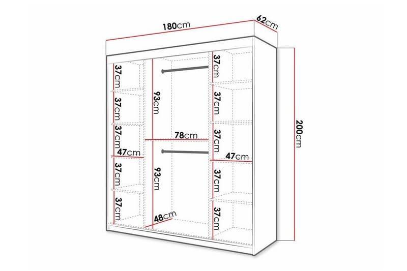 Garderobe Dunvegan 180x200 cm - Hvid - Møbler - Barnemøbler - Oppbevaring barnerom - Skap barnerom