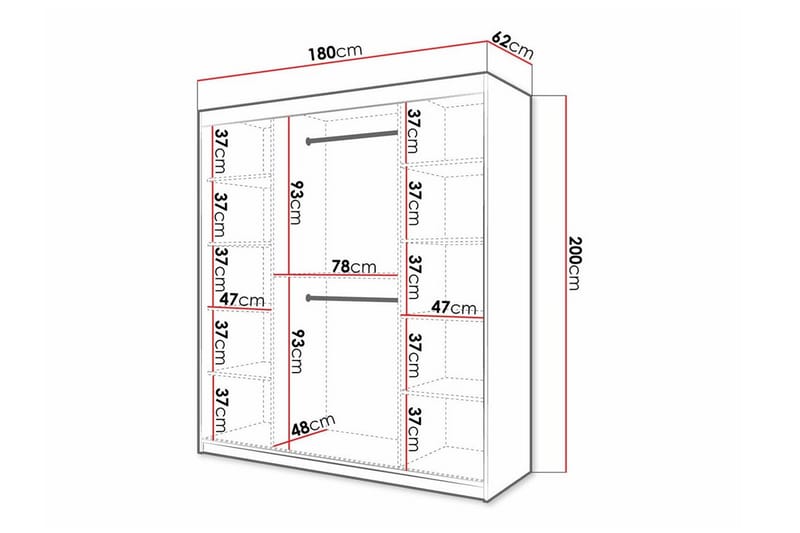 Garderobe Dunvegan 180x200 cm - Hvid - Møbler - Barnemøbler - Oppbevaring barnerom - Skap barnerom