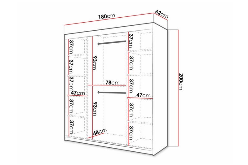 Garderobe Dunvegan 180x200 cm - Hvid - Møbler - Barnemøbler - Oppbevaring barnerom - Skap barnerom