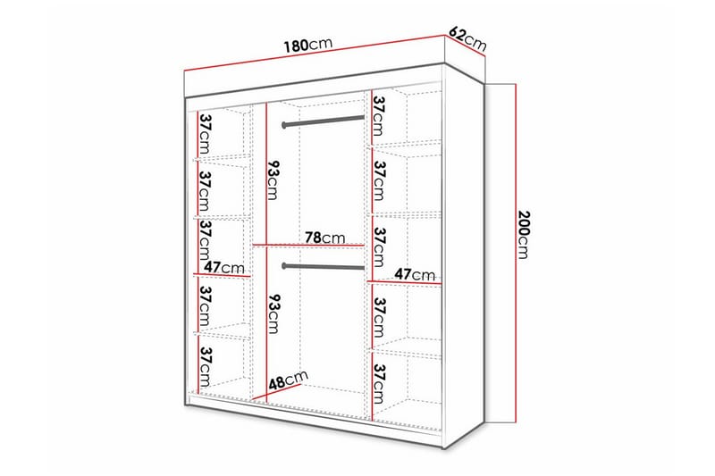 Garderobe Dunvegan 180x200 cm - Hvid - Møbler - Barnemøbler - Oppbevaring barnerom - Skap barnerom