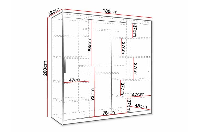 Garderobe Dunvegan 180x200 cm - Svart - Møbler - Barnemøbler - Oppbevaring barnerom - Skap barnerom