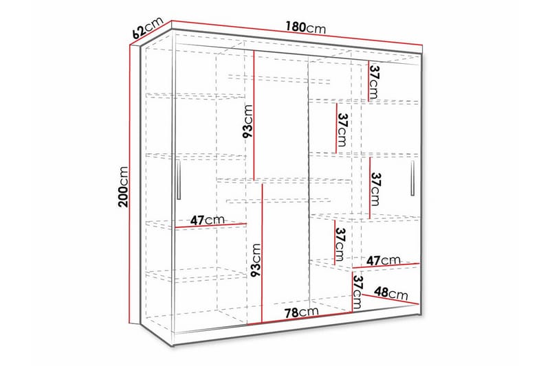 Garderobe Dunvegan 180x200 cm - Svart - Møbler - Barnemøbler - Oppbevaring barnerom - Skap barnerom