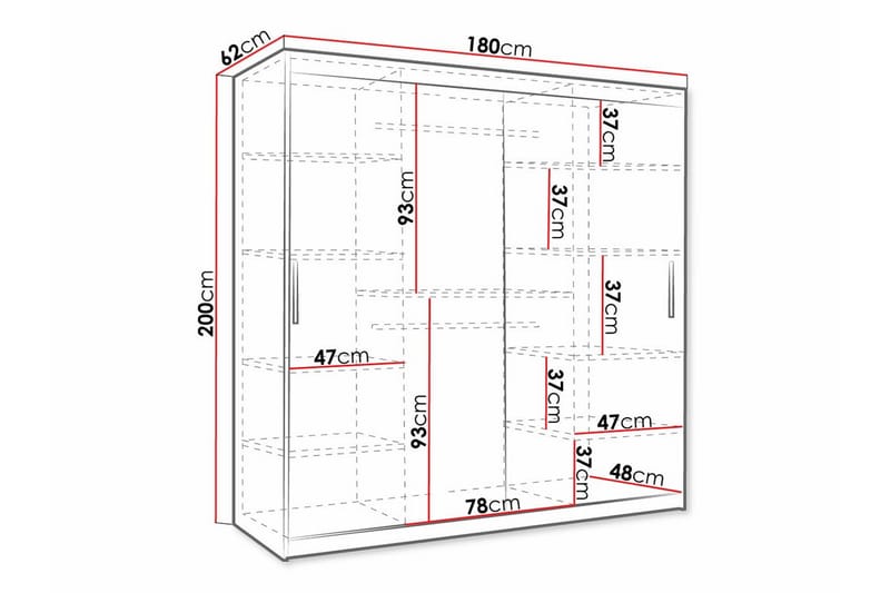 Garderobe Dunvegan 180x200 cm - Svart - Møbler - Barnemøbler - Oppbevaring barnerom - Skap barnerom