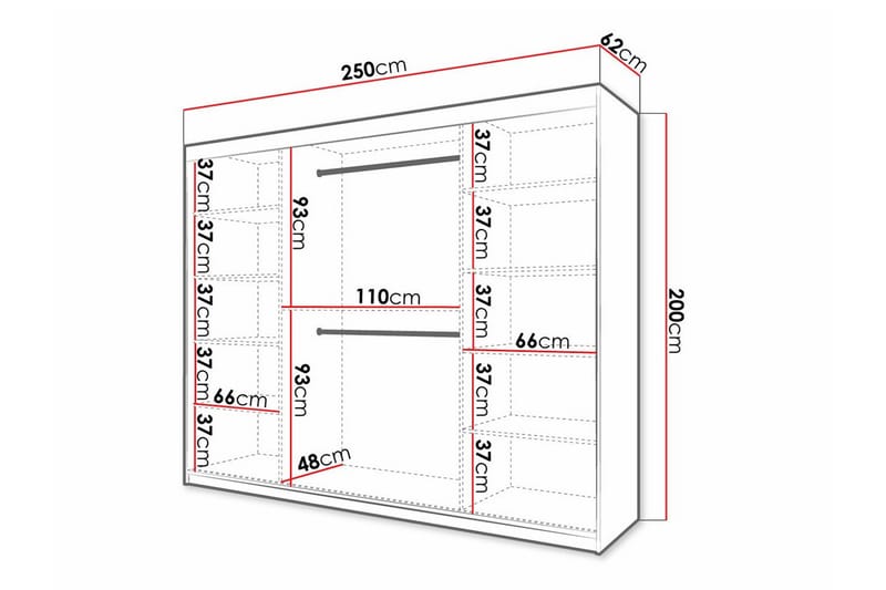 Garderobe Dunvegan 250x200 cm - Hvid - Møbler - Barnemøbler - Oppbevaring barnerom - Skap barnerom