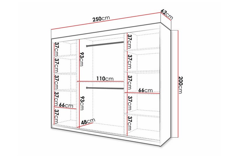 Garderobe Dunvegan 250x200 cm - Hvid - Møbler - Barnemøbler - Oppbevaring barnerom - Skap barnerom