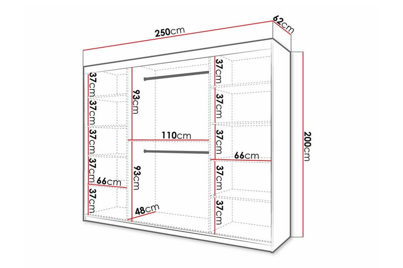 Garderobe Dunvegan 250x200 cm - Hvid - Møbler - Barnemøbler - Oppbevaring barnerom - Skap barnerom