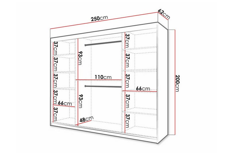 Garderobe Dunvegan 250x200 cm - Svart - Møbler - Barnemøbler - Oppbevaring barnerom - Skap barnerom