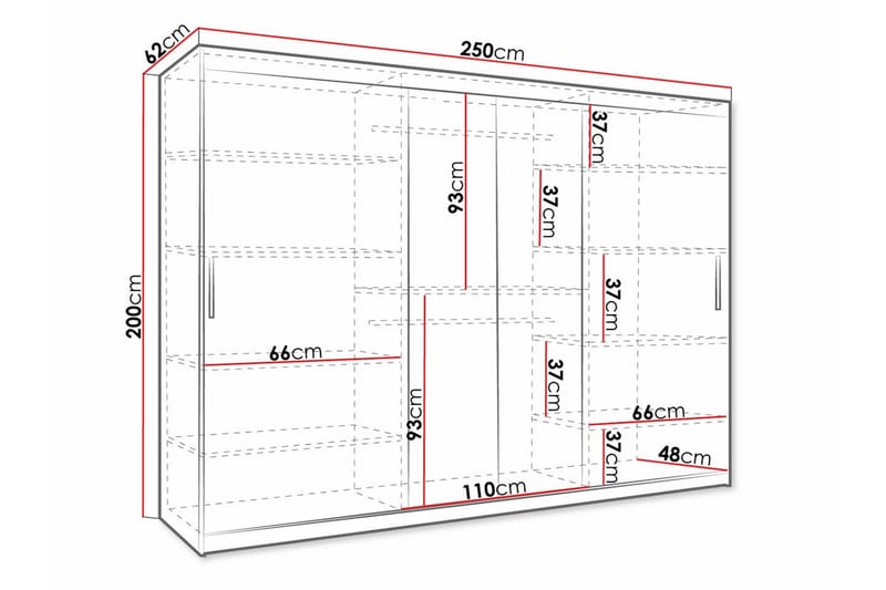 Garderobe Dunvegan 250x200 cm - Svart - Møbler - Barnemøbler - Oppbevaring barnerom - Skap barnerom