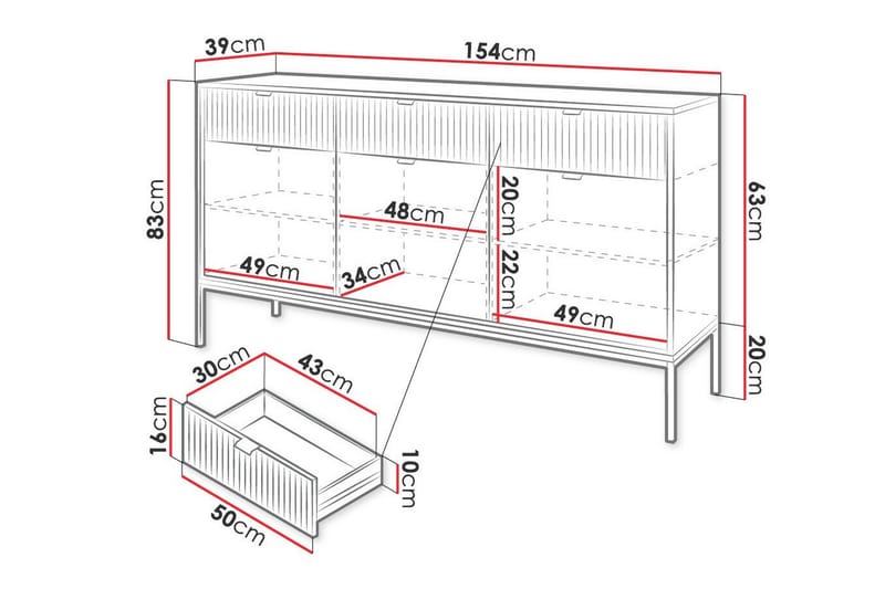 Skap Klinkerville 154x83 cm - Hvid - Møbler - Barnemøbler - Oppbevaring barnerom - Skap barnerom