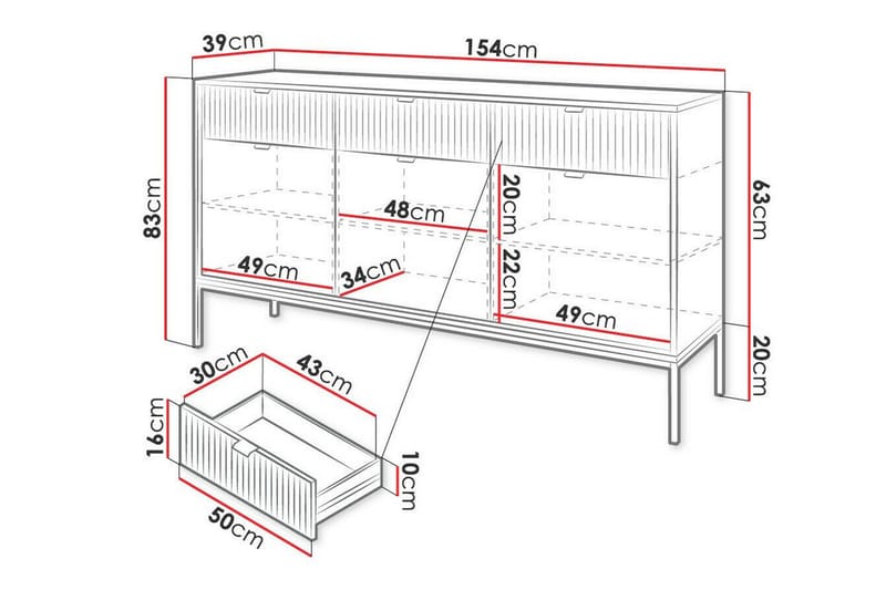 Skap Klinkerville 154x83 cm - Hvid - Møbler - Barnemøbler - Oppbevaring barnerom - Skap barnerom