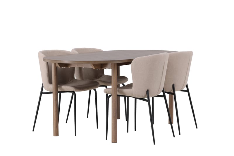 Andy Spisegruppe 180 cm Oval med 4 Modesto Stoler - Beige - Møbler - Bord - Spisegruppe