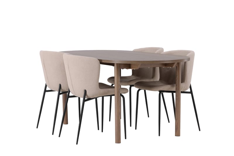 Andy Spisegruppe 180 cm Oval med 4 Modesto Stoler - Beige - Møbler - Bord - Spisegruppe