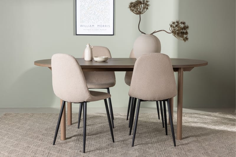 Andy Spisegruppe 180 cm Oval med 4 Polar Stoler - Beige - Møbler - Bord - Spisegruppe