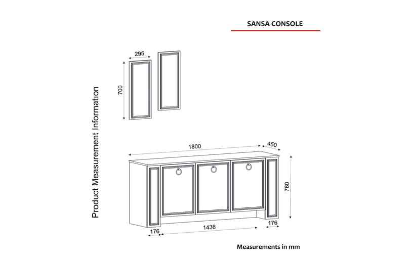 Avlastningsbord Rhodedrop 180 cm - Teak/Hvit - Møbler - Bord - Avlastningsbord & sidobord - Konsollbord & gangbord