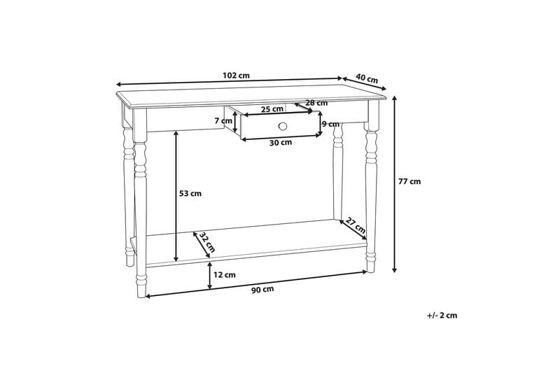 Avlastningsbord Tobago 102 cm - Hvit - Møbler - Bord - Avlastningsbord & sidobord - Konsollbord & gangbord