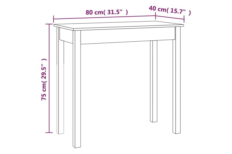 beBasic Konsollbord 80x40x75 cm heltre furu - Brun - Møbler - Bord - Avlastningsbord & sidobord - Konsollbord & gangbord